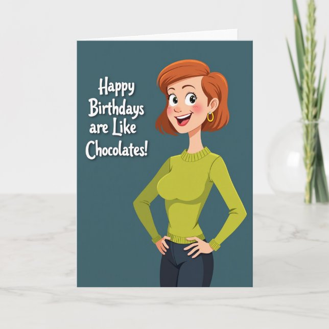 Tarjeta de cumpleaños de mujer alegre (Anverso)