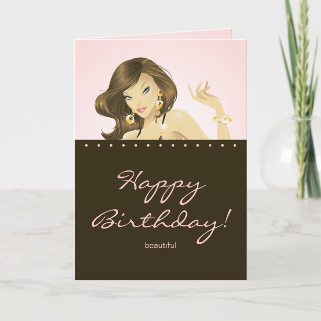 Tarjeta de cumpleaños de mujer bonito rosa (Anverso)