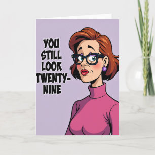 Tarjeta de cumpleaños de mujer en estilo cómico