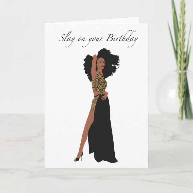 Tarjeta de cumpleaños de mujer negra (Anverso)