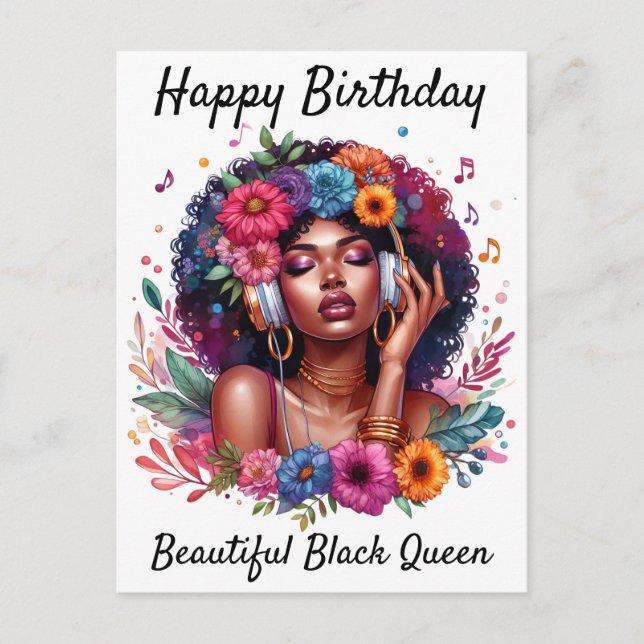 Tarjeta de cumpleaños de mujer negra (Anverso)