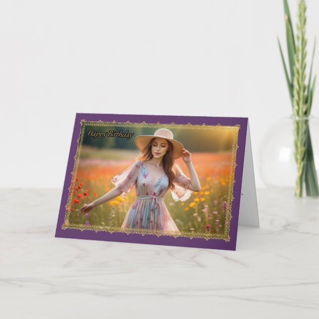 Tarjeta de cumpleaños de mujer por la mañana con s (Anverso)