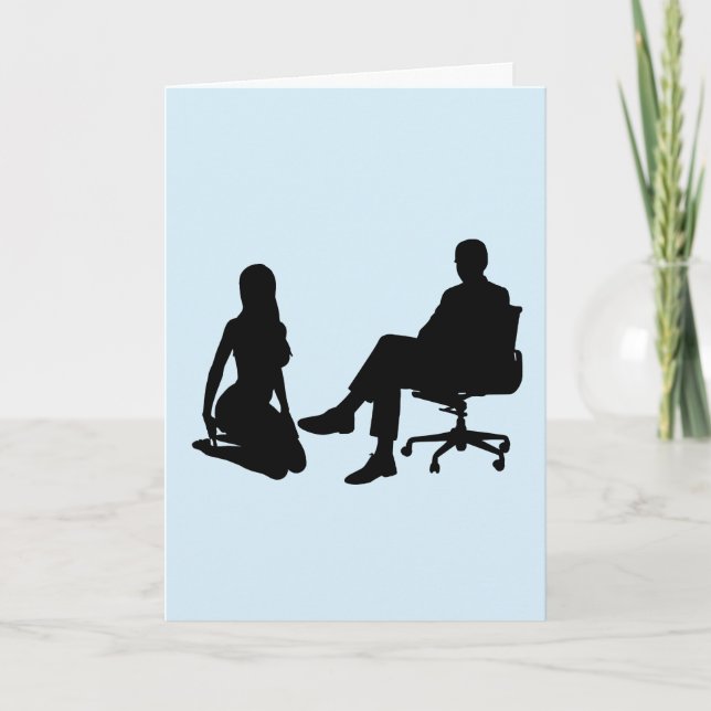TARJETA DE CUMPLEAÑOS DE MUJER SUMISA ARRODILLADA (Anverso)