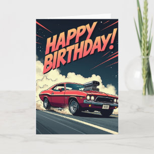Tarjeta de cumpleaños de Muscle Car Carmesí