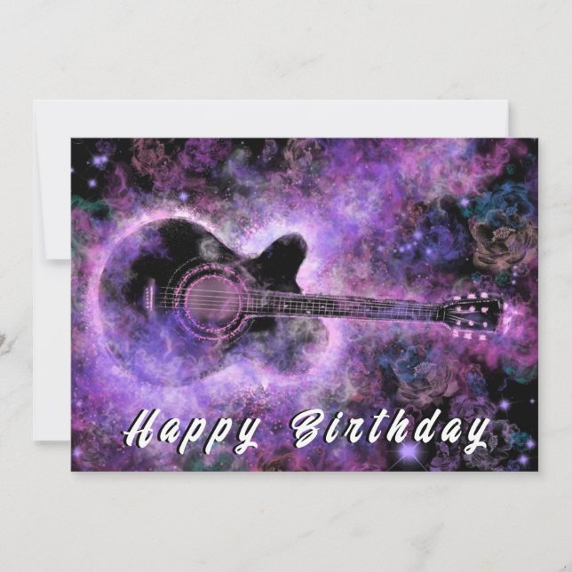 Tarjeta de cumpleaños de música de guitarra románt (Anverso)