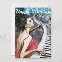 Tarjeta de cumpleaños de música romántica Lady Pia