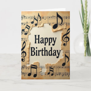 Tarjeta de cumpleaños de música vintage