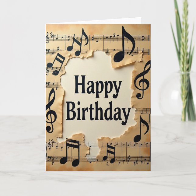 Tarjeta de cumpleaños de música vintage (Anverso)