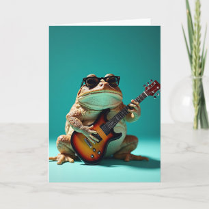 Tarjeta de cumpleaños de músico rana genial