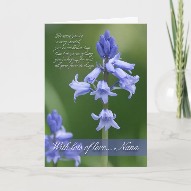 Tarjeta de cumpleaños de Nana - Bluebells (Anverso)