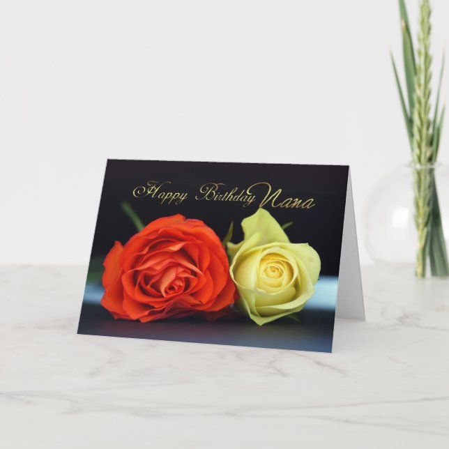 Tarjeta De Cumpleaños De Nana Con Rosas Naranjas Y (Anverso)