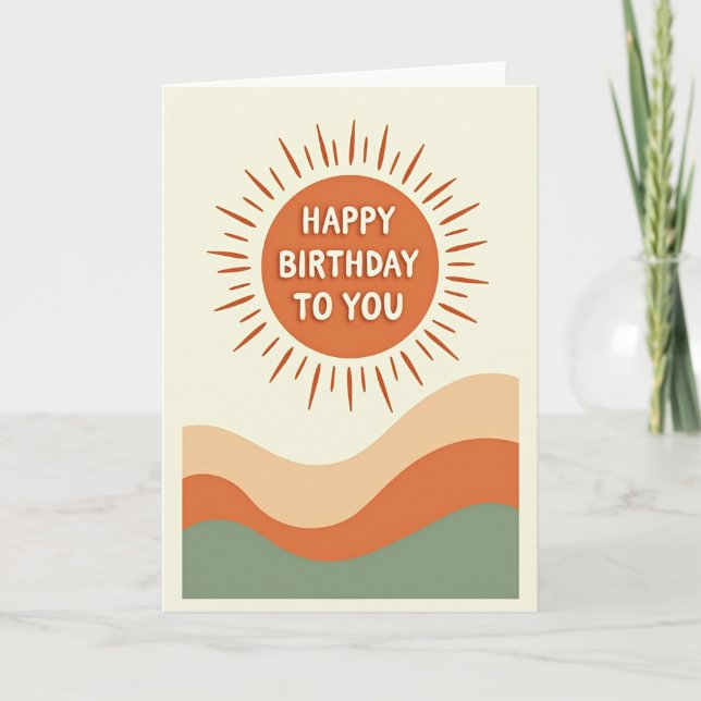 Tarjeta de cumpleaños de naranja cálido (Anverso)