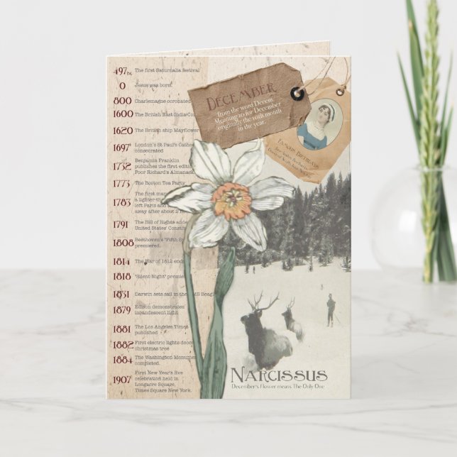Tarjeta de cumpleaños de Narcissus de diciembre (Anverso)