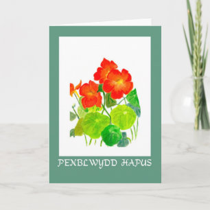Tarjeta de cumpleaños de nasturtiums: Saludo galés
