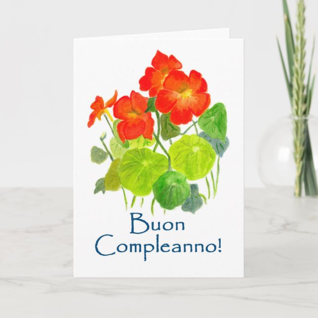 Tarjeta de cumpleaños de Nasturtiums - Saludo ital (Anverso)