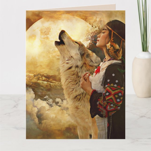 TARJETA DE CUMPLEAÑOS DE NATIVA INDIA AMERICANA (Anverso)