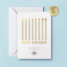 Tarjeta de cumpleaños de negocio con velas de pape