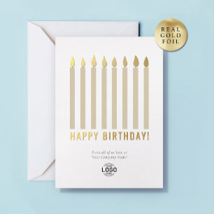 Tarjeta de cumpleaños de negocio con velas de pape