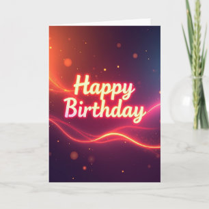 Tarjeta de cumpleaños de neón brillante