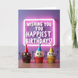 Tarjeta de cumpleaños de neón caprichosa