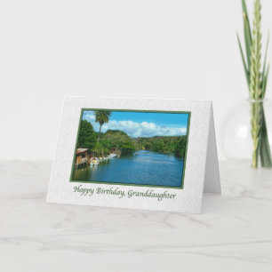 Tarjeta de cumpleaños de nieta con río Hawaiano