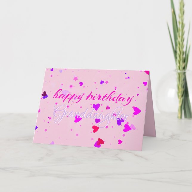 Tarjeta de cumpleaños de nieta Cute Pink Stars (Anverso)