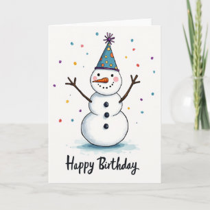 Tarjeta de cumpleaños de nieve alegre