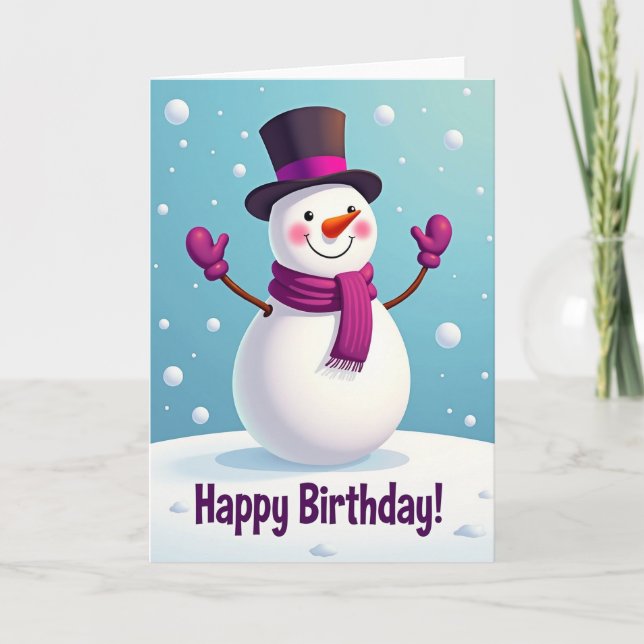 Tarjeta de cumpleaños de nieve sonriente (Anverso)