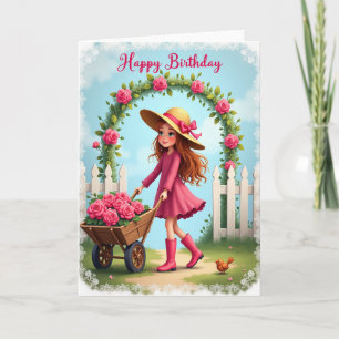 Tarjeta de cumpleaños de niña caprichosa