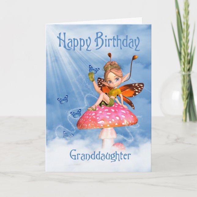 Tarjeta De Cumpleaños De Niña - Hada Cuidada En Un (Anverso)