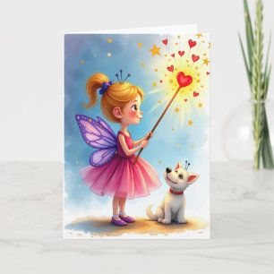 Tarjeta de cumpleaños de niña mágica