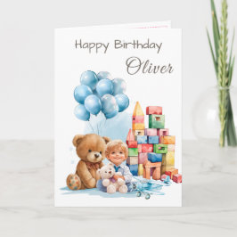 Tarjeta de cumpleaños de niño acuarela