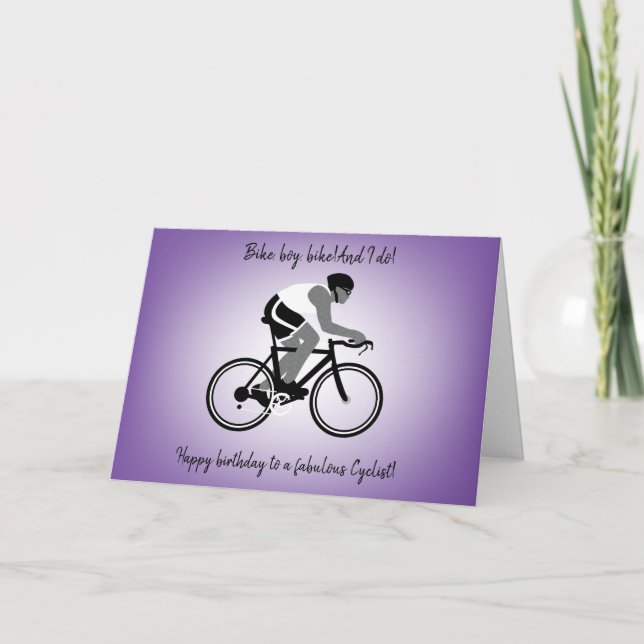 Tarjeta de cumpleaños de niño ciclista (Anverso)