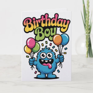 Tarjeta de cumpleaños de niño de monstruo lindo