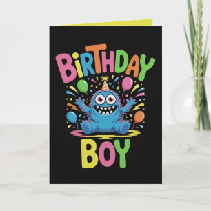 Tarjeta de cumpleaños de niño de monstruo lindo Cr