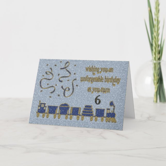 Tarjeta de cumpleaños de niño de seis años (Anverso)