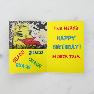Tarjeta de cumpleaños de niño pato