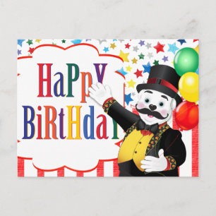 Tarjeta de cumpleaños de niños del circo del oso p