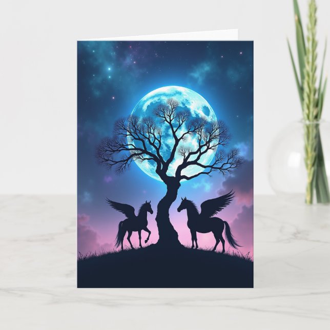 Tarjeta de cumpleaños de noche de luna azul de ens (Anverso)