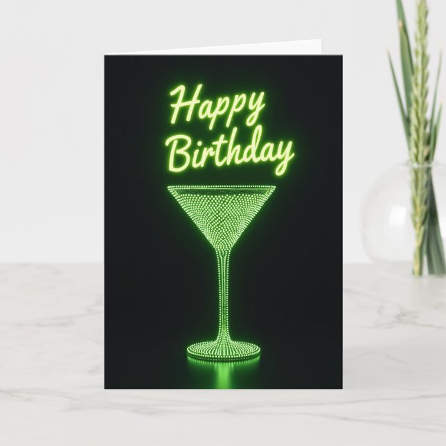 Tarjeta de cumpleaños de noche de neón (Anverso)