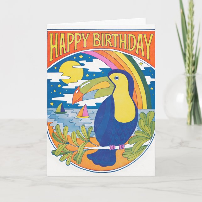 Tarjeta de Cumpleaños de Noche de Tucán con Letter (Anverso)