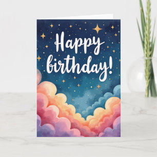 Tarjeta de cumpleaños de noche estrellada