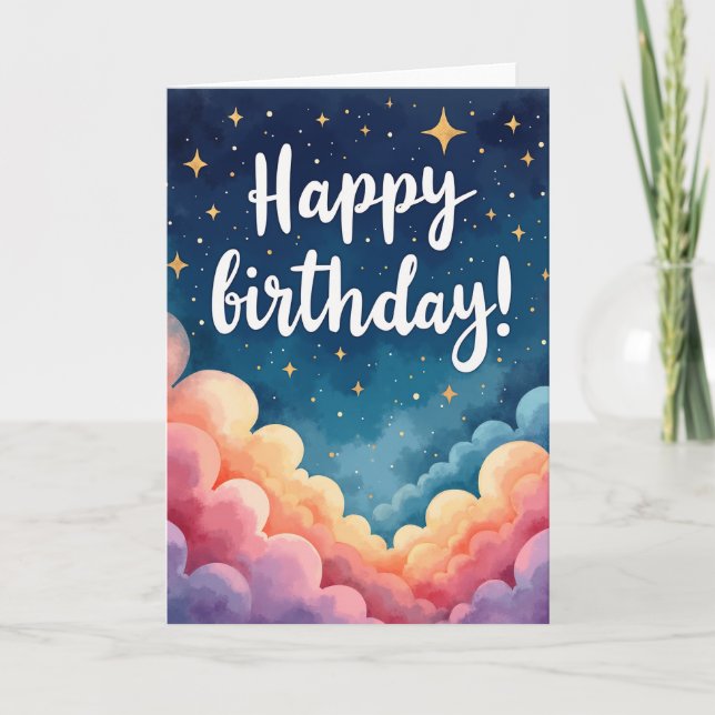 Tarjeta de cumpleaños de noche estrellada (Anverso)