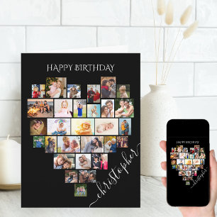 Tarjeta de cumpleaños de nombre de guión de Collag