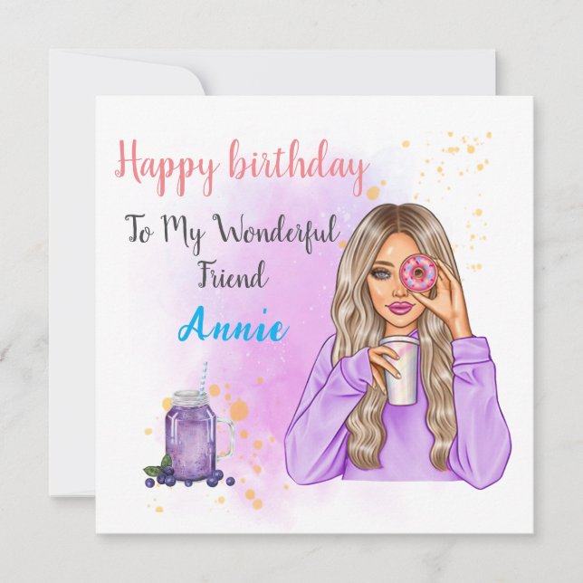 Tarjeta de cumpleaños de nombre único personalizad (Anverso)