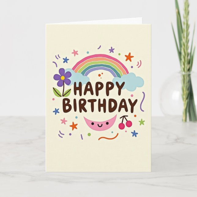 Tarjeta de cumpleaños de nube caprichosa (Anverso)