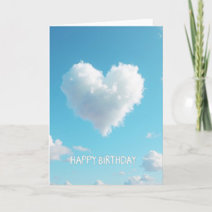 Tarjeta de cumpleaños de nube en forma de corazón