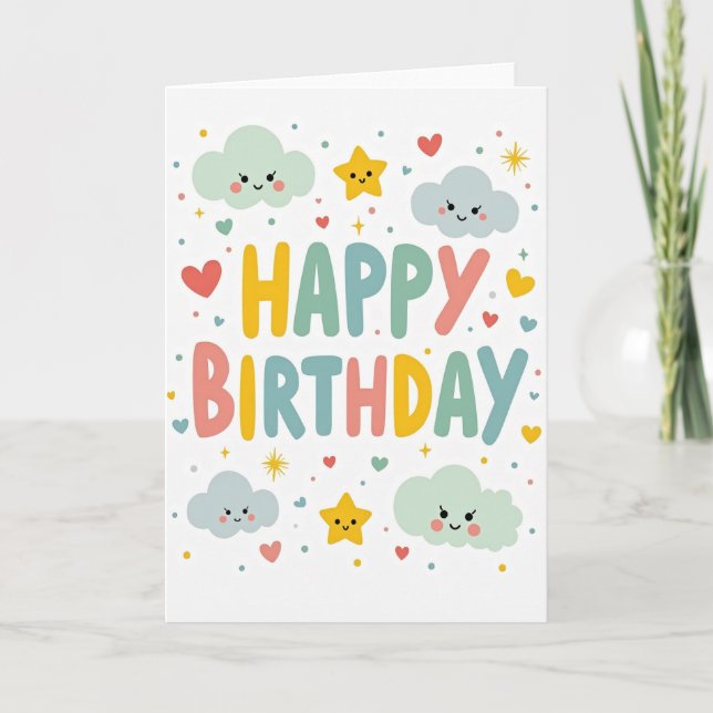 Tarjeta de cumpleaños de nube pastel (Anverso)