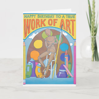 Tarjeta de cumpleaños de obra de arte con letterpr