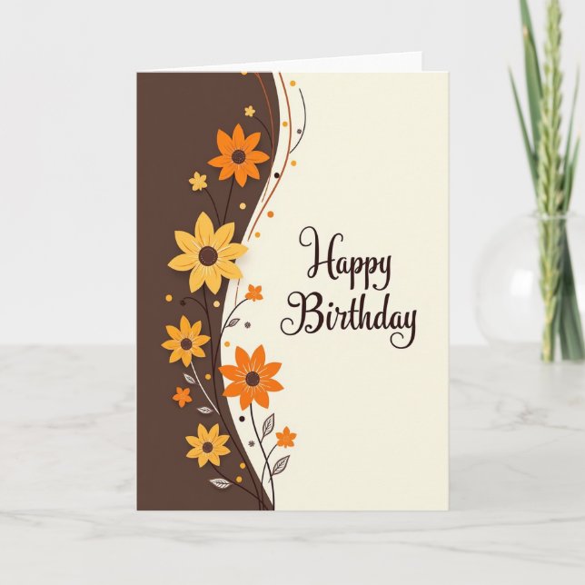 Tarjeta de cumpleaños de ocre cálido (Anverso)